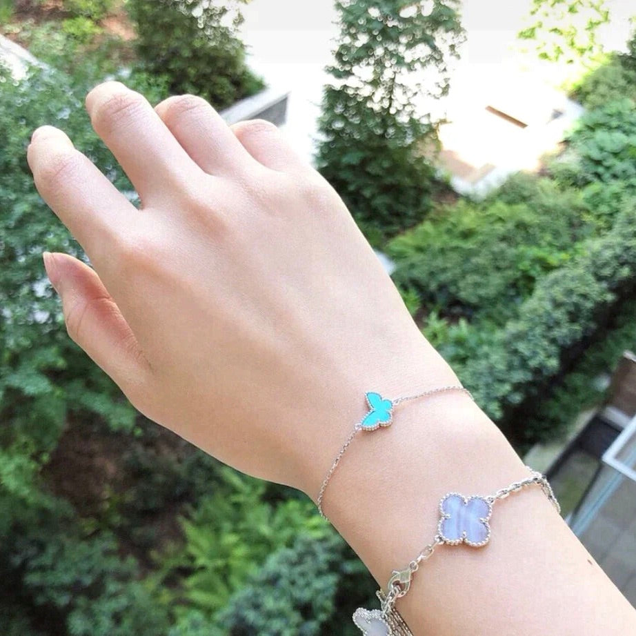 [LORA]BUTTERFLY TURQUOISE BUTTERFLY BRACELET SILVER