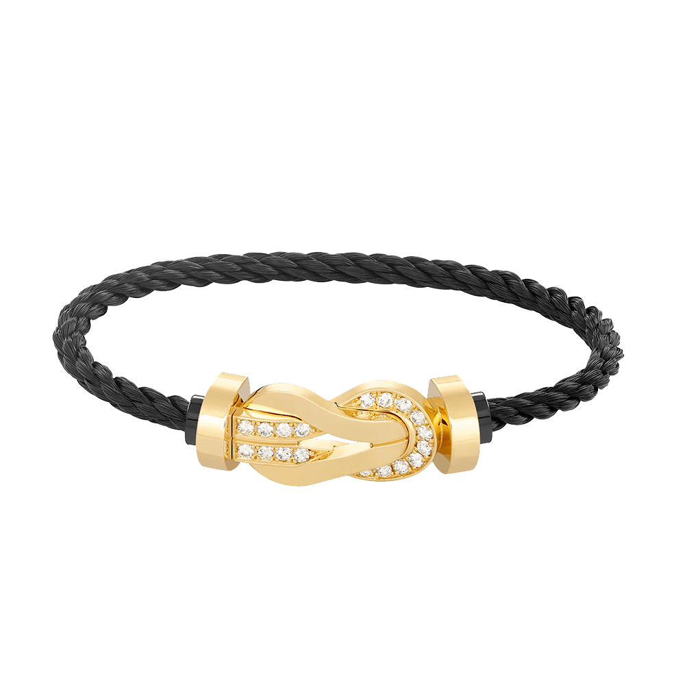 [LORA]CHANCE LARGE 8 FIGURE BUCKLE HALF DIAMOND BRACELET GOLD