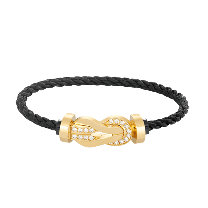[LORA]CHANCE LARGE 8 FIGURE BUCKLE HALF DIAMOND BRACELET GOLD