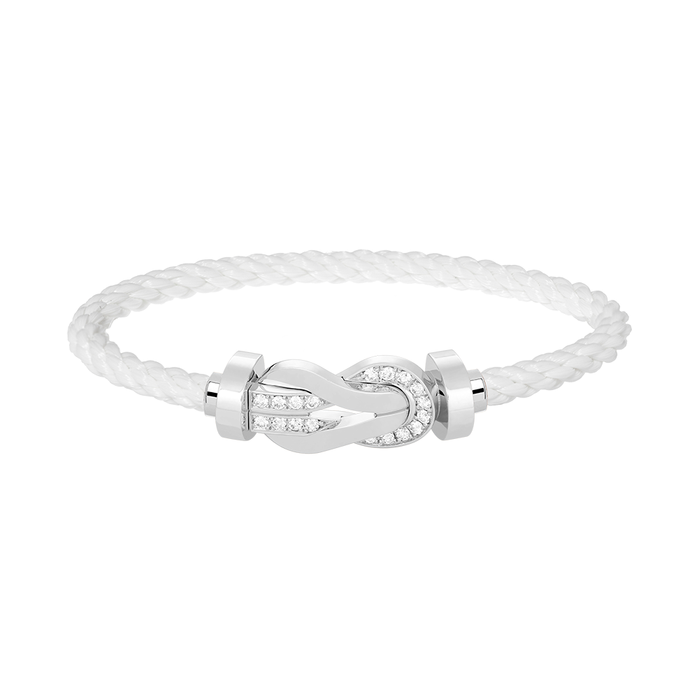 [LORA]CHANCE LARGE 8 FIGURE BUCKLE HALF DIAMOND BRACELET SILVER