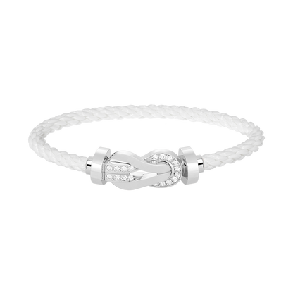 [LORA]CHANCE LARGE 8 FIGURE BUCKLE HALF DIAMOND BRACELET SILVER
