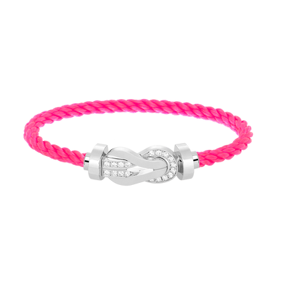 [LORA]CHANCE LARGE 8 FIGURE BUCKLE HALF DIAMOND BRACELET SILVER