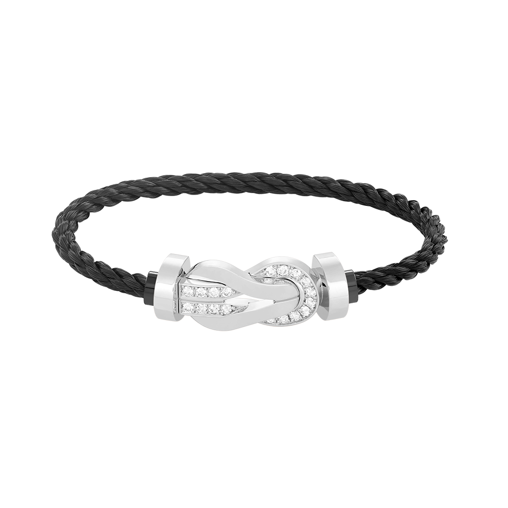 [LORA]CHANCE LARGE 8 FIGURE BUCKLE HALF DIAMOND BRACELET SILVER