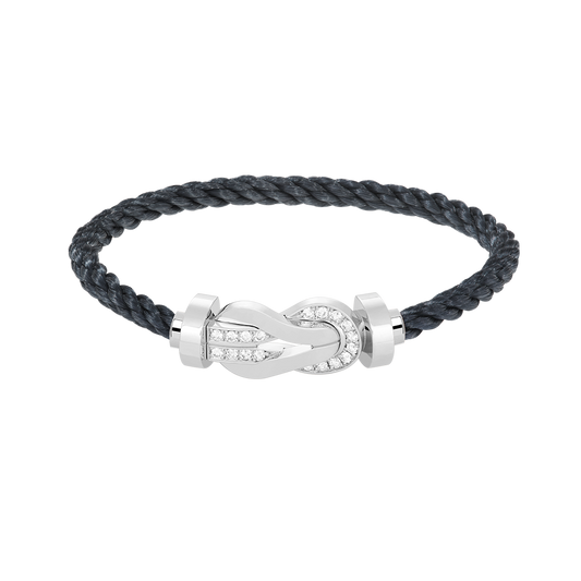 [LORA]CHANCE LARGE 8 FIGURE BUCKLE HALF DIAMOND BRACELET SILVER