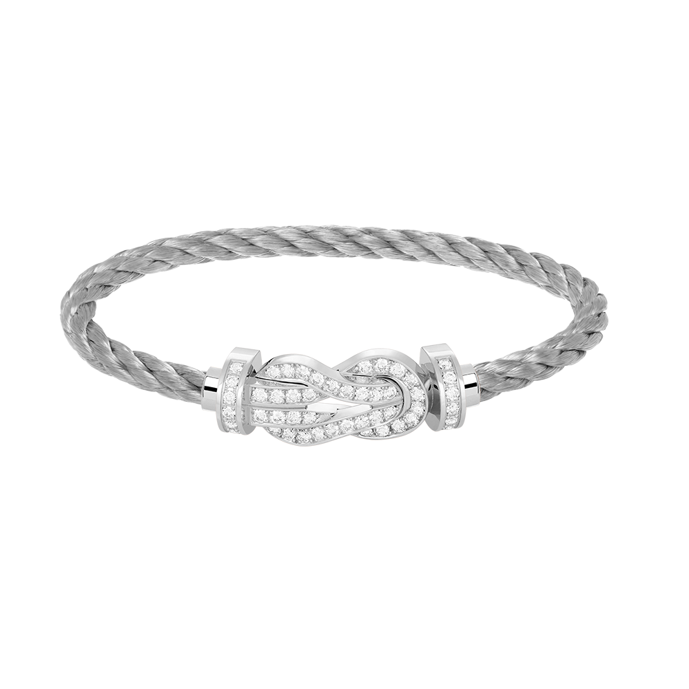 [LORA]CHANCE LARGE 8 FIGURE BUCKLE FULL DIAMOND BRACELET SILVER