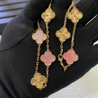 [LORA]CLOVER 10 MOTIFS  LASER PINK MOP NECKLACE