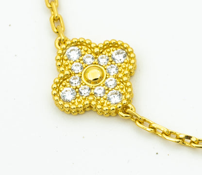 [LORA]CLOVER BRACELET 5 MOTIFS GOLD DIAMOND