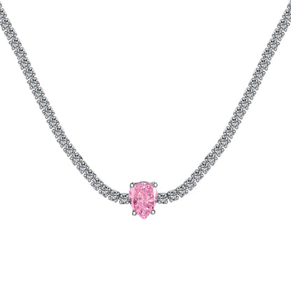 [LORA]1.0 carat Unique Pear Cut Tennis Necklace