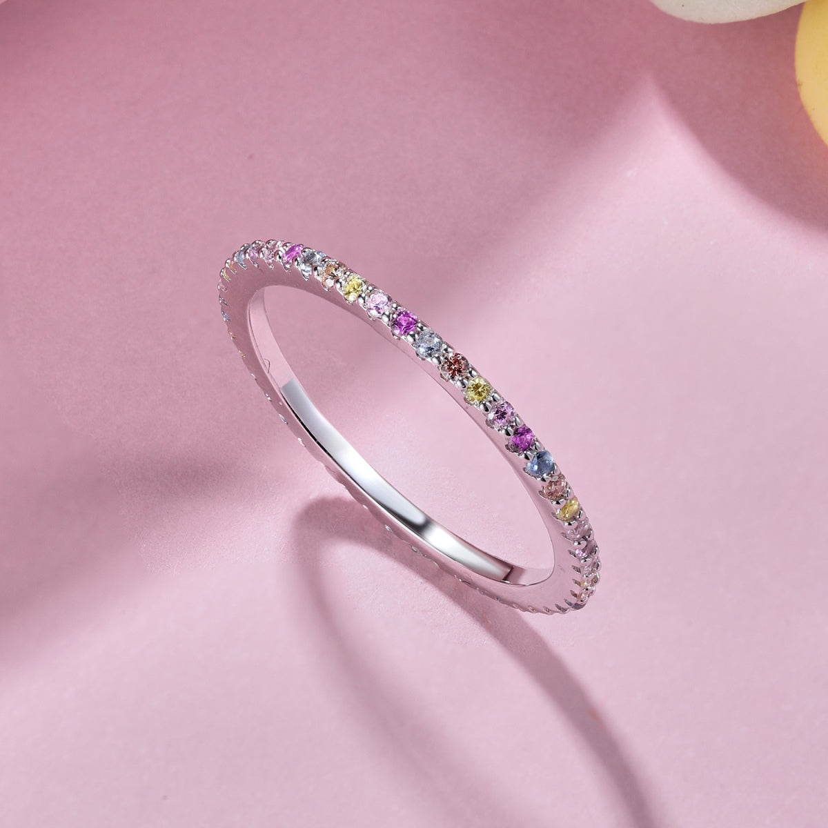 [LORA]Ornate Colorful Round Cut Tennis Ring