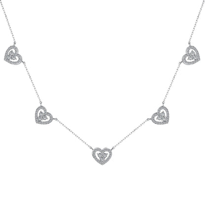 [LORA]Sparkling Five Heart Necklace