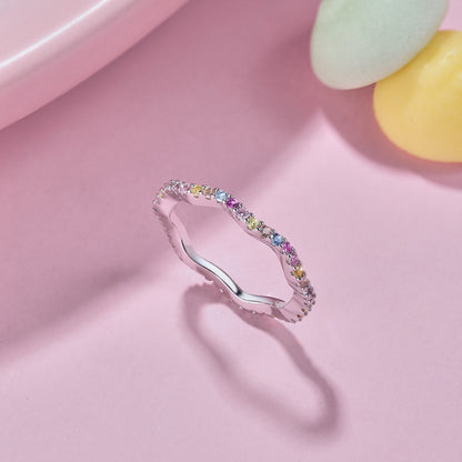 [LORA]Dainty Colorful Round Cut Party Ring