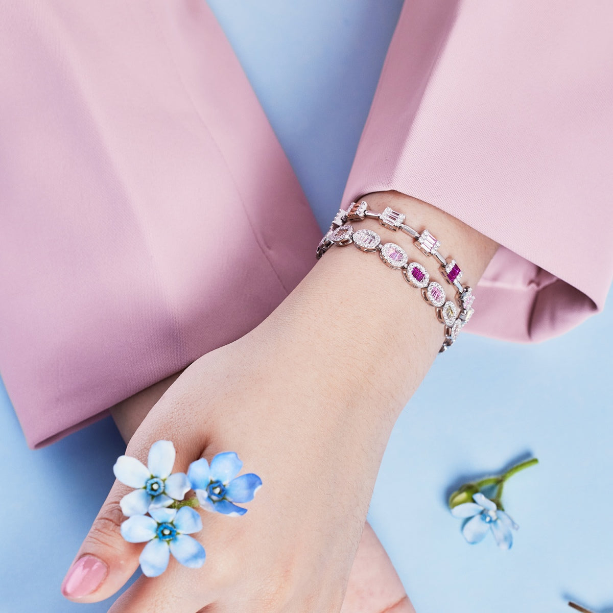 [LORA]Dainty Charming Emerald Cut Daily Bracelet