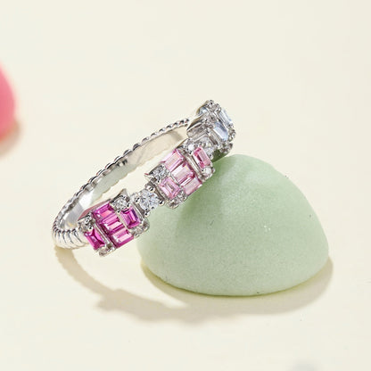 [LORA]Unique Colorful Emerald Cut Party Ring