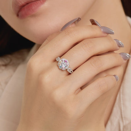 [LORA]Delicate Colorful Round Cut Flower Shape Wedding Ring
