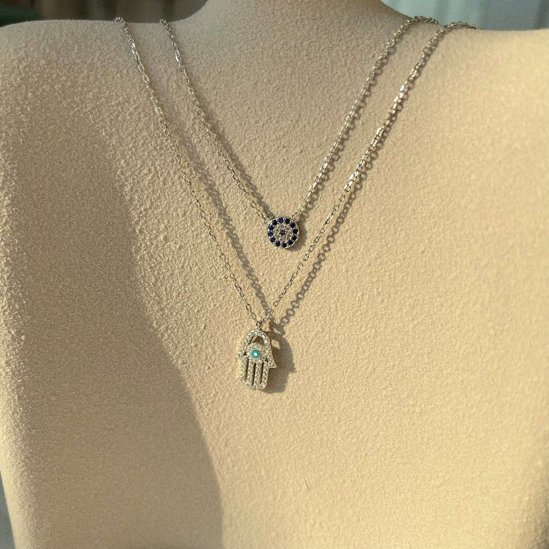 [LORA]Demon Eye Hamsa Palm Necklace