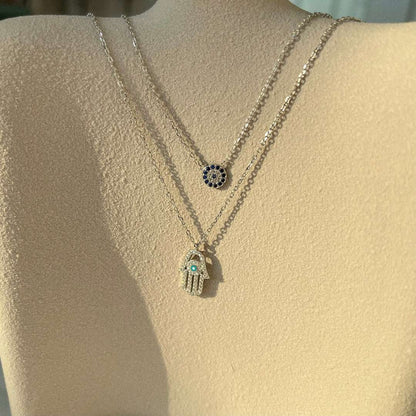 [LORA]Demon Eye Hamsa Palm Necklace