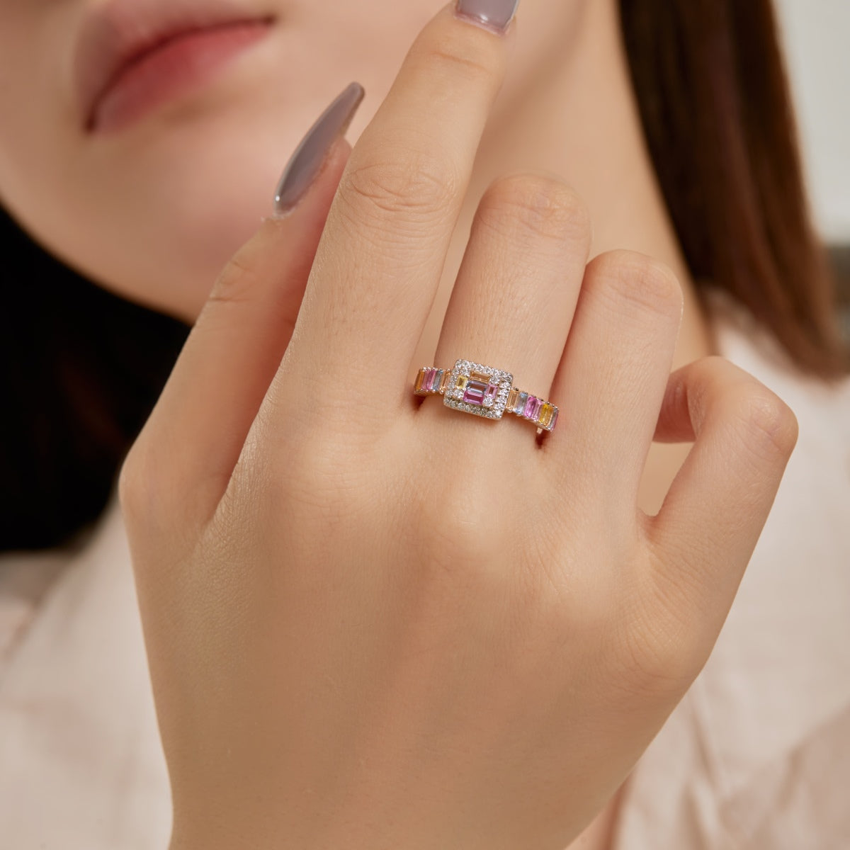 [LORA]Exquisite Colorful Radiant Cut Party Ring