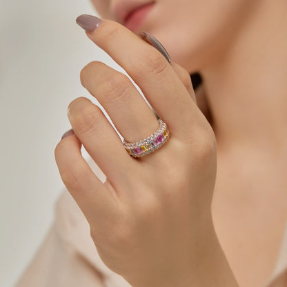 [LORA]Dainty Colorful Radiant Cut Daily Ring