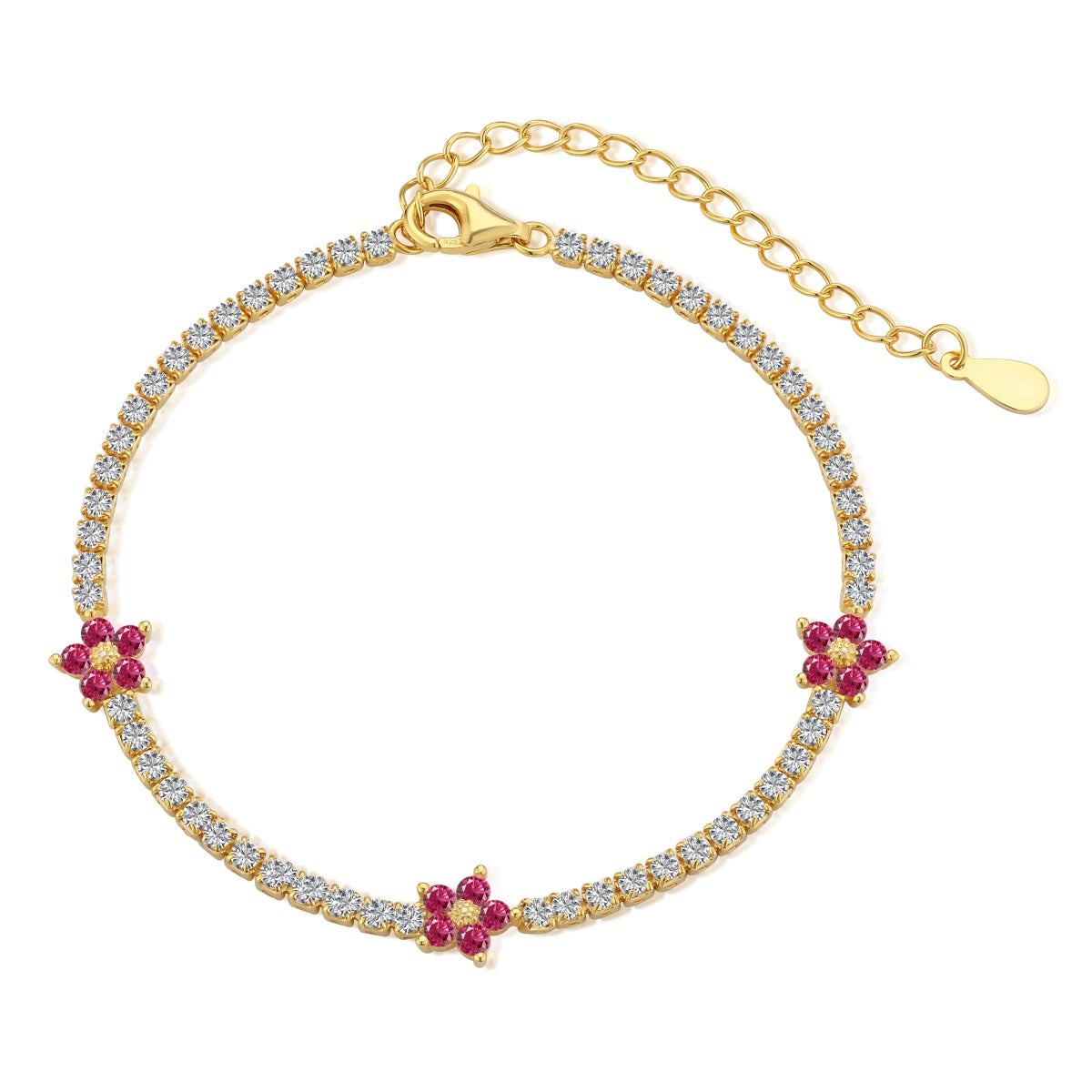 [LORA]Sparkling Flower Shape Tennis Bracelet