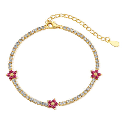 [LORA]Sparkling Flower Shape Tennis Bracelet