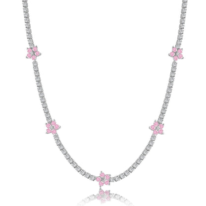 [LORA]Luxurious Colorful Flower Tennis Necklace