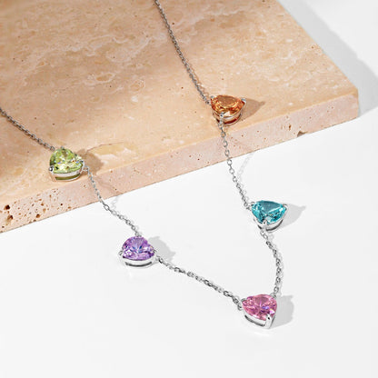 [LORA]Sparkling Colorful Heart Cut Necklace