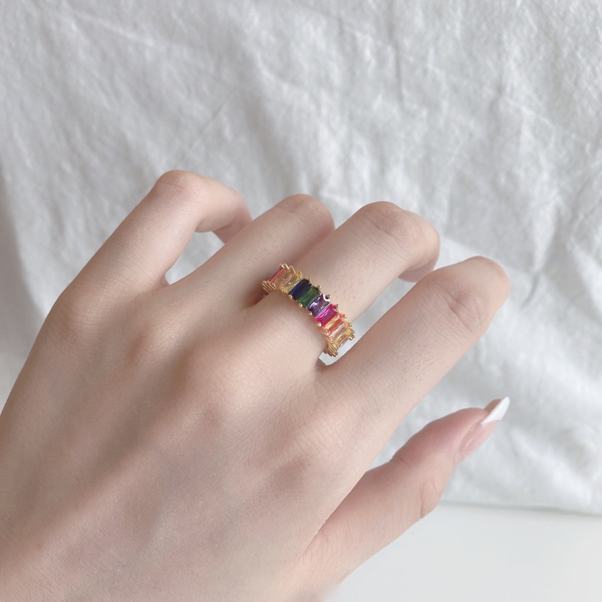 [LORA]Unique Colorful Radiant Cut RIng