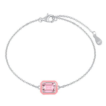 [LORA]2.0 Carat Sparkling Colorful Emerald Cut Daily Bracelet