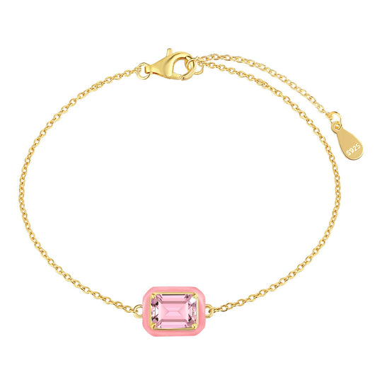 [LORA]2.0 Carat Sparkling Colorful Emerald Cut Daily Bracelet
