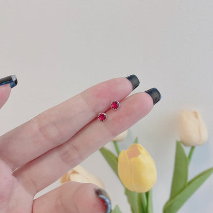 [LORA]Sparkling Colorful Round Shape Earrings