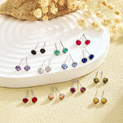 [LORA]Sparkling Colorful Round Shape Earrings