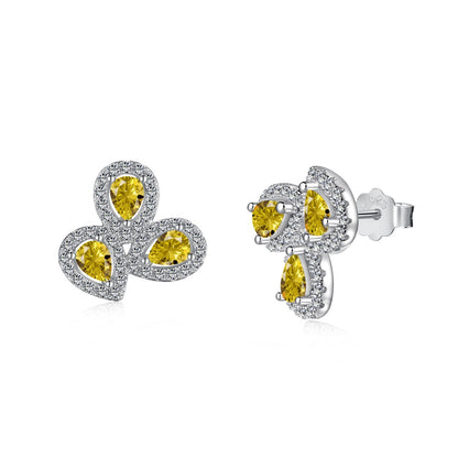 [LORA]Ornate Flower Shape Pear Cut Lover Earrings
