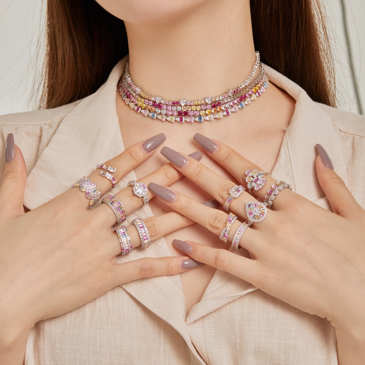 [LORA]Delicate Colorful Rainbow Tennis Chain