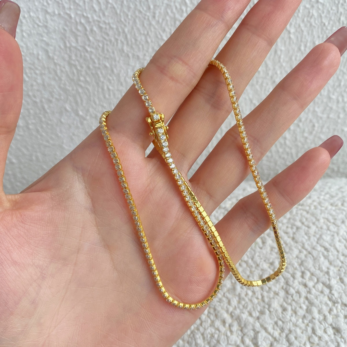 [LORA]Delicate Round Shape Tennis Necklace