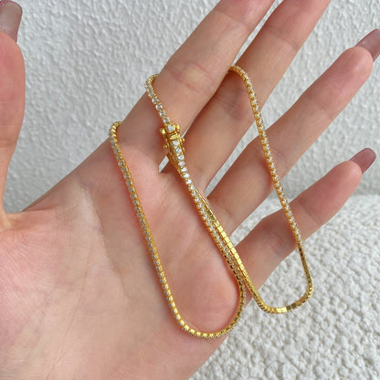 [LORA]Delicate Round Shape Tennis Necklace
