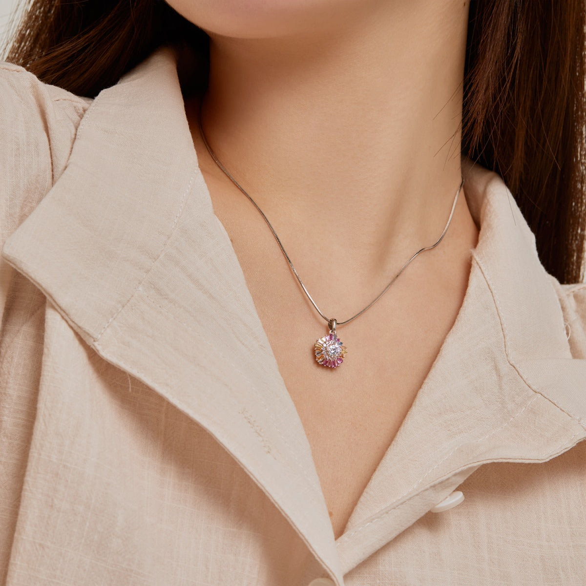 [LORA]Charming Flower Colorful Necklace
