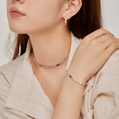 [LORA]Delicate Colorful Tennis Necklace