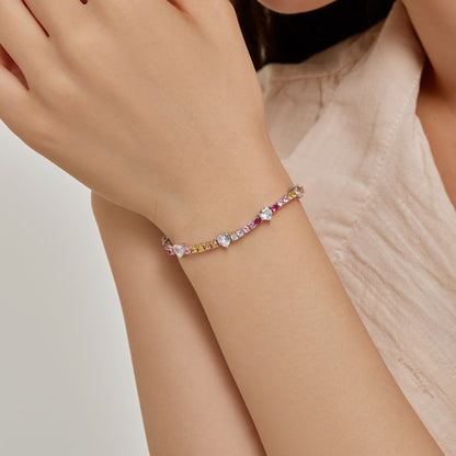 [LORA]Romantic Heart Shape Round Cut Lover Bracelet