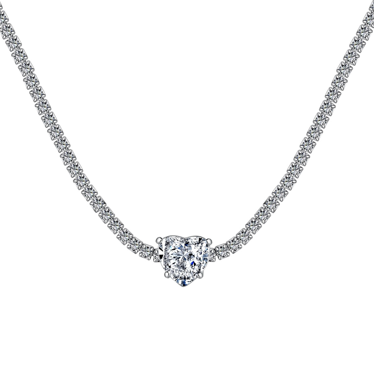 [LORA]2.0 Carat Sparkling Tennis Heart Cut Necklace