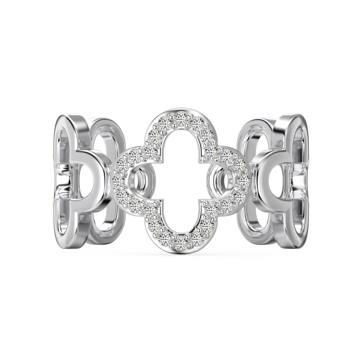 [LORA]Hollow Design Four-Leaf Clover Flower Shape Ring