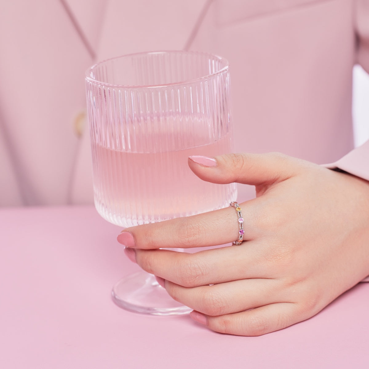 [LORA]Sparkling Colorful Round Cut Tennis Ring
