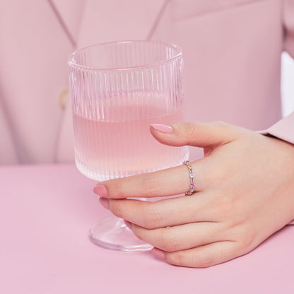 [LORA]Sparkling Colorful Round Cut Tennis Ring