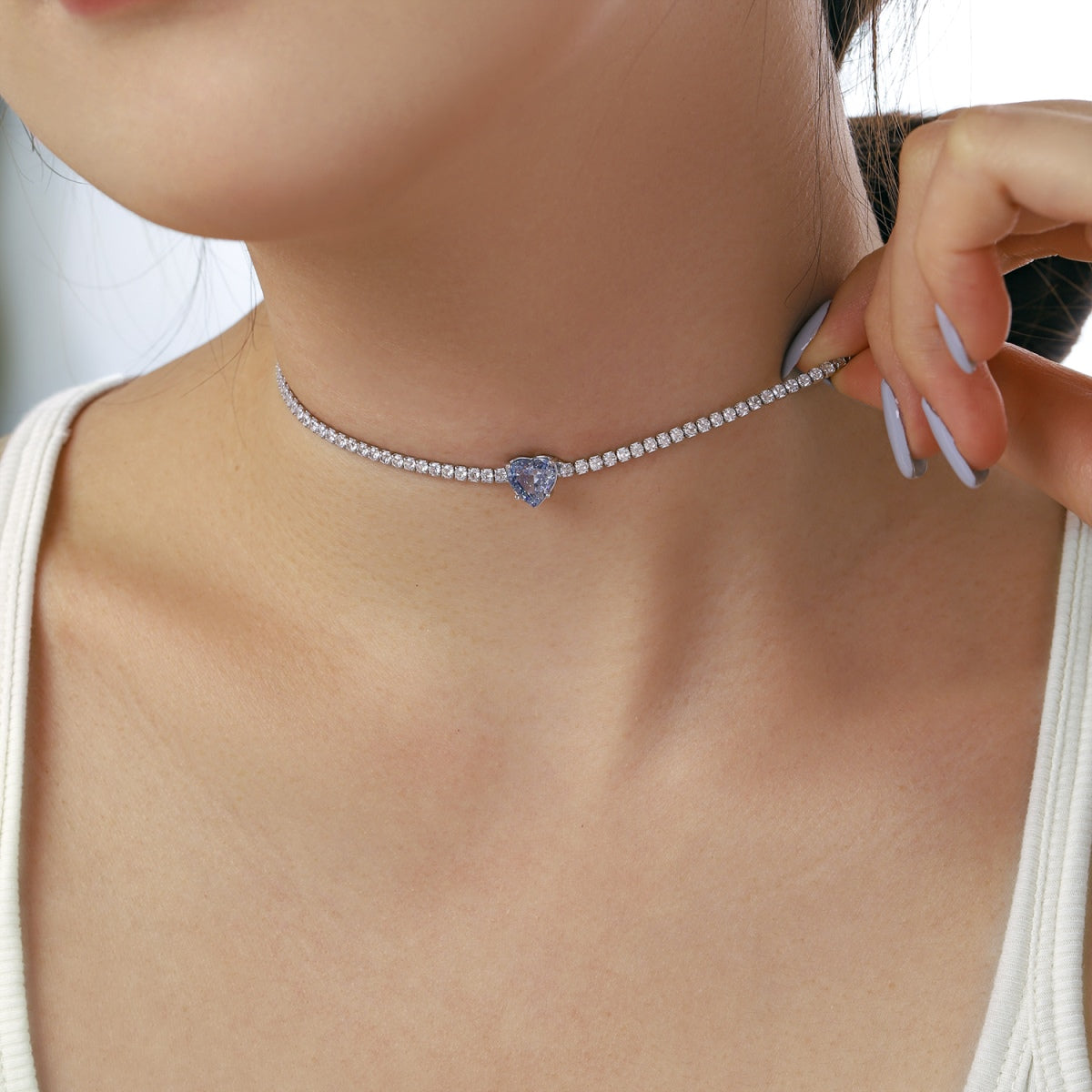 [LORA]2.0 Carat Sparkling Tennis Heart Cut Necklace