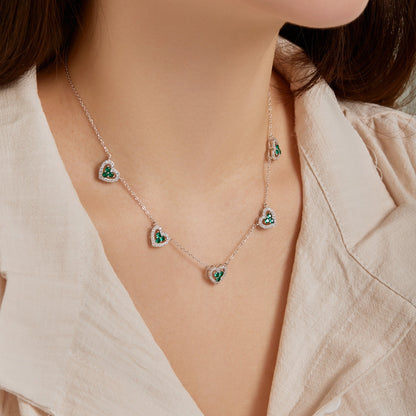 [LORA]Sparkling Five Heart Necklace