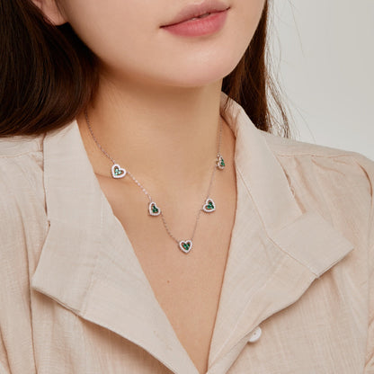 [LORA]Sparkling Five Heart Necklace
