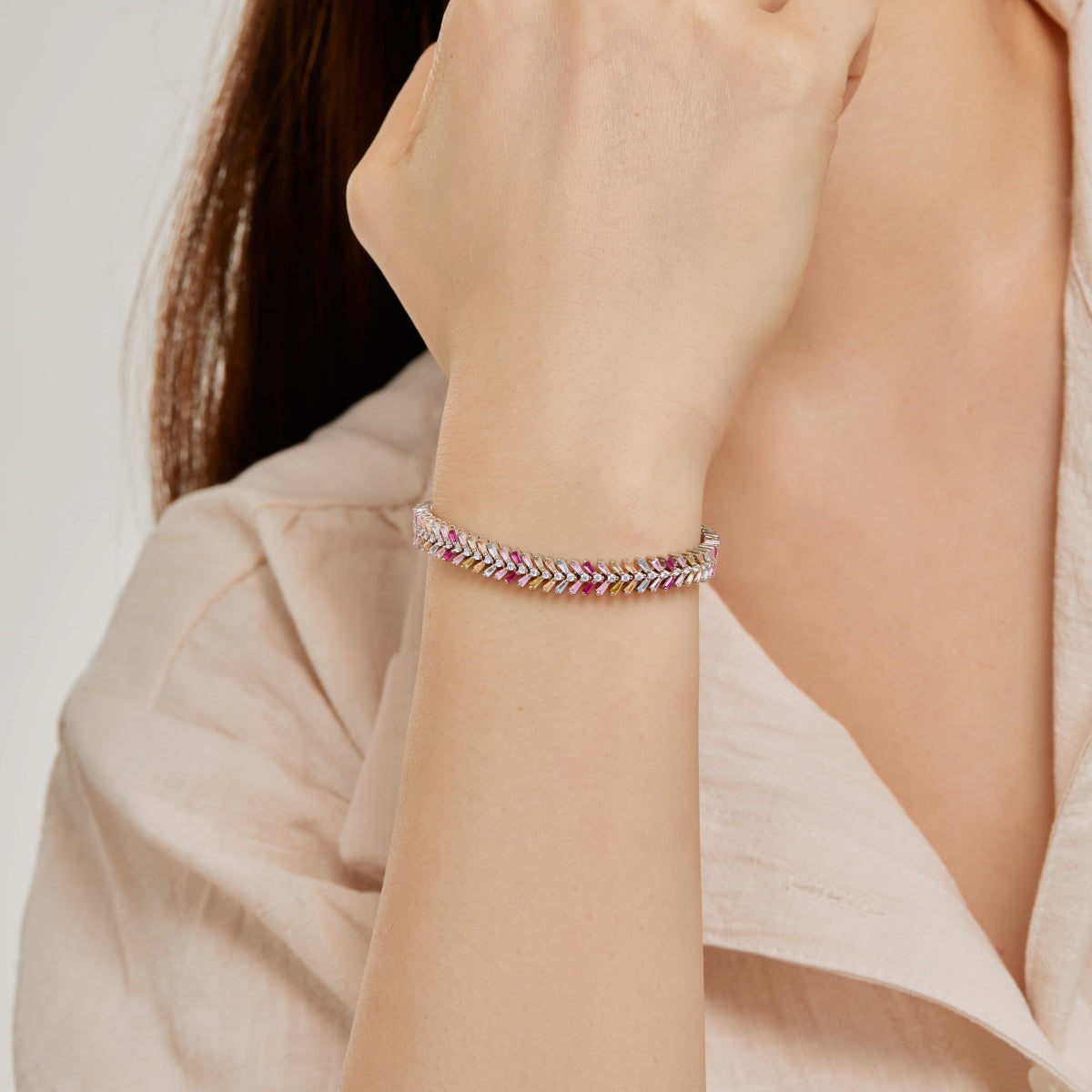 [LORA]Dainty Radiant Emerald Cut Daily Bracelet
