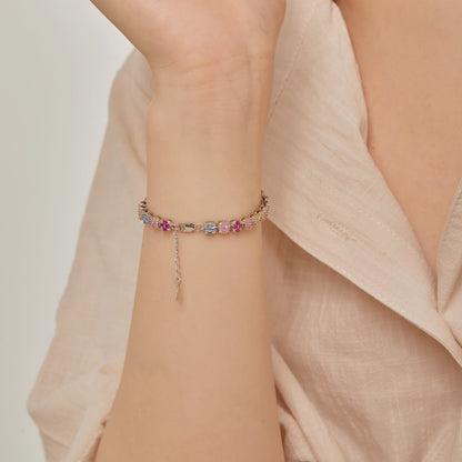 [LORA]Delicate Colorful Emerald Cut Daily Bracelet