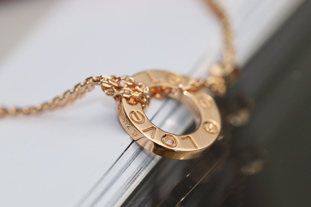 [LORA]LOVE NECKLACE ADJUSTABLE ROSE GOLD 2 DIAMOND