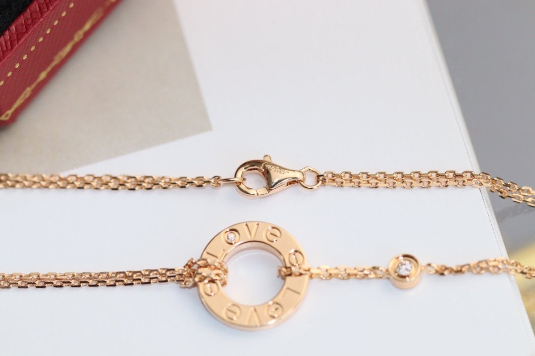[LORA]LOVE NECKLACE ADJUSTABLE ROSE GOLD 2 DIAMOND