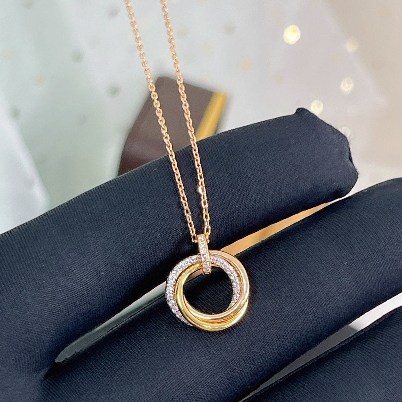 [LORA]TRINITY NECKLACE SILVER GOLD PINK GOLD DIAMONDS